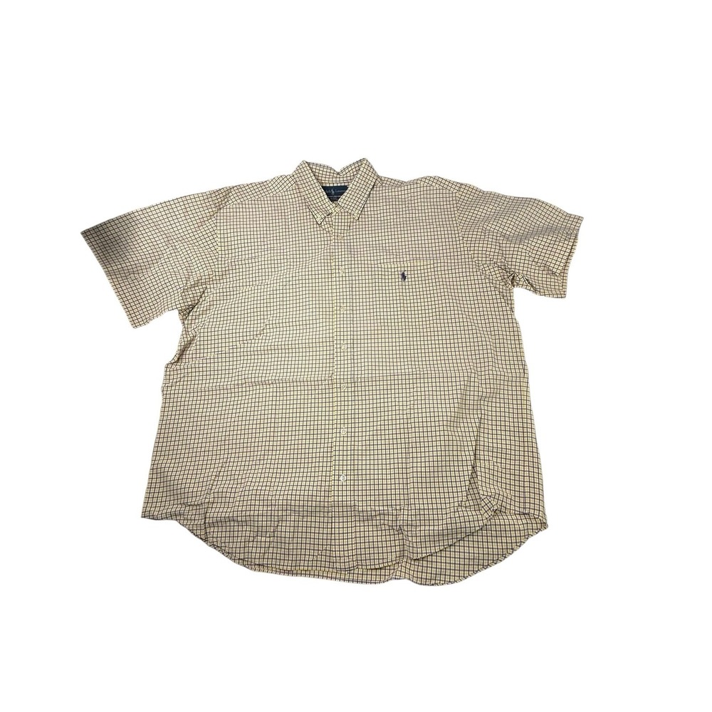Ralph Lauren Blake Short Sleeve Yellow Purple Oxford Shirt‎ Men Size XXL Vibrant